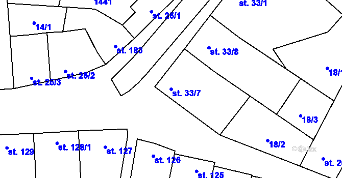 Parcela st. 33/7 v KÚ Kostelany nad Moravou, Katastrální mapa