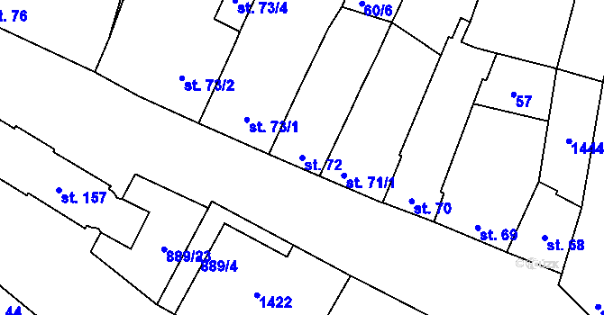Parcela st. 72 v KÚ Kostelany nad Moravou, Katastrální mapa