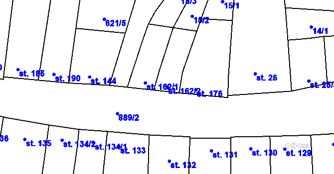 Parcela st. 162/2 v KÚ Kostelany nad Moravou, Katastrální mapa