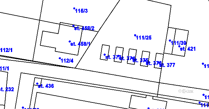 Parcela st. 373 v KÚ Kostelany nad Moravou, Katastrální mapa