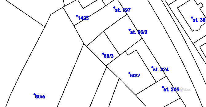 Parcela st. 60/3 v KÚ Kostelany nad Moravou, Katastrální mapa