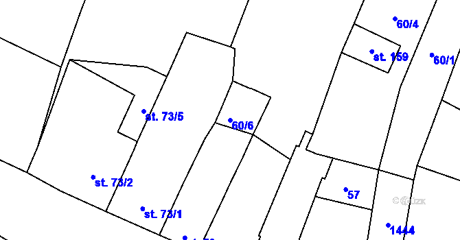 Parcela st. 60/6 v KÚ Kostelany nad Moravou, Katastrální mapa