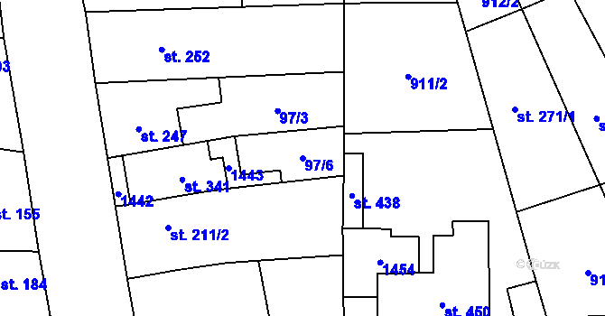 Parcela st. 97/6 v KÚ Kostelany nad Moravou, Katastrální mapa