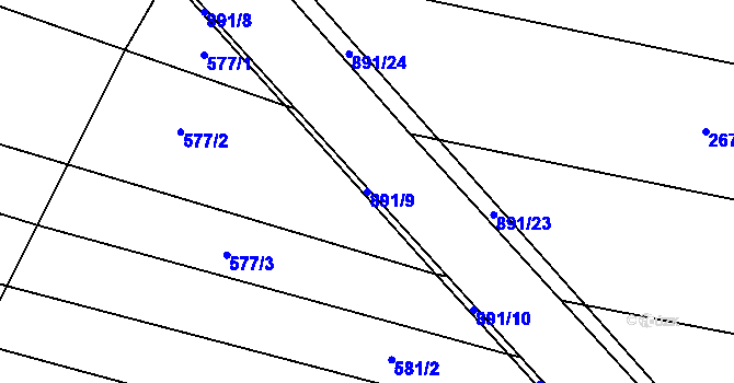 Parcela st. 891/9 v KÚ Kostelany nad Moravou, Katastrální mapa
