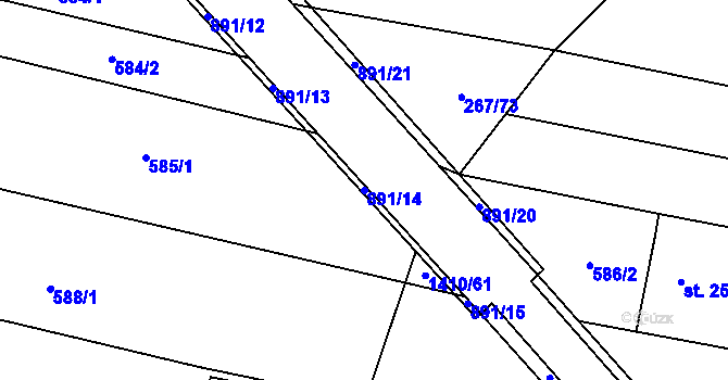 Parcela st. 891/14 v KÚ Kostelany nad Moravou, Katastrální mapa