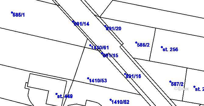 Parcela st. 891/15 v KÚ Kostelany nad Moravou, Katastrální mapa
