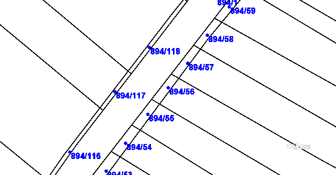 Parcela st. 894/56 v KÚ Kostelany nad Moravou, Katastrální mapa