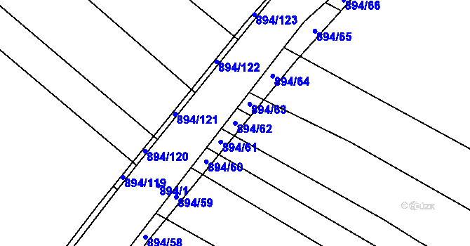 Parcela st. 894/62 v KÚ Kostelany nad Moravou, Katastrální mapa