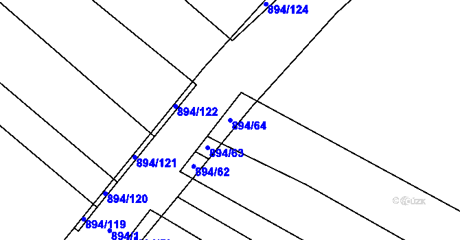 Parcela st. 894/64 v KÚ Kostelany nad Moravou, Katastrální mapa