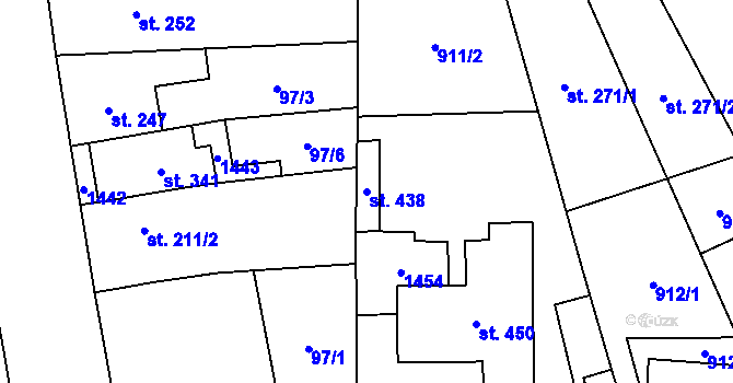 Parcela st. 438 v KÚ Kostelany nad Moravou, Katastrální mapa