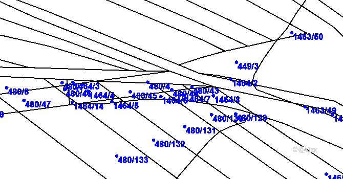 Parcela st. 480/44 v KÚ Kostelany nad Moravou, Katastrální mapa