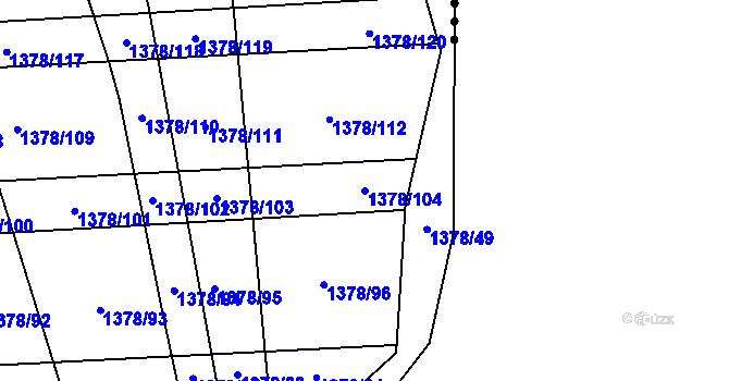 Parcela st. 1378/104 v KÚ Kostelany nad Moravou, Katastrální mapa