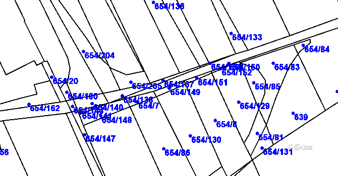 Parcela st. 654/149 v KÚ Kostelany nad Moravou, Katastrální mapa