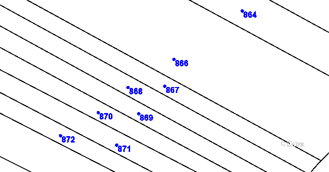 Parcela st. 867 v KÚ Kostelany nad Moravou, Katastrální mapa