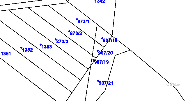 Parcela st. 907/20 v KÚ Kostelany nad Moravou, Katastrální mapa