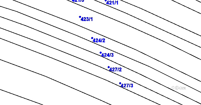 Parcela st. 424/3 v KÚ Kostelany nad Moravou, Katastrální mapa