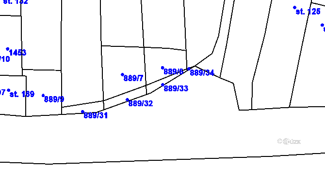 Parcela st. 889/33 v KÚ Kostelany nad Moravou, Katastrální mapa