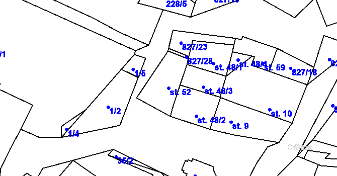 Parcela st. 52 v KÚ Hroznějovice, Katastrální mapa