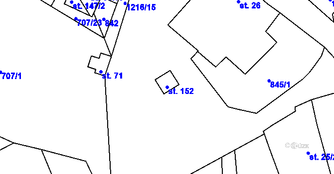 Parcela st. 152 v KÚ Kostelec, Katastrální mapa