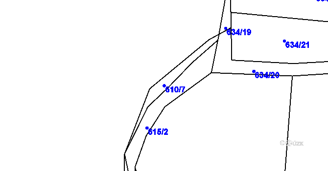 Parcela st. 610/7 v KÚ Kostelec, Katastrální mapa