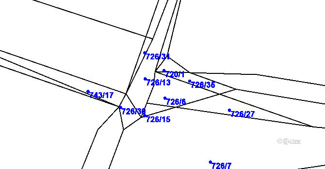 Parcela st. 726/34 v KÚ Kostelec, Katastrální mapa