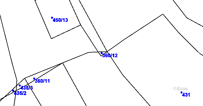 Parcela st. 360/12 v KÚ Líšnice u Kostelce, Katastrální mapa