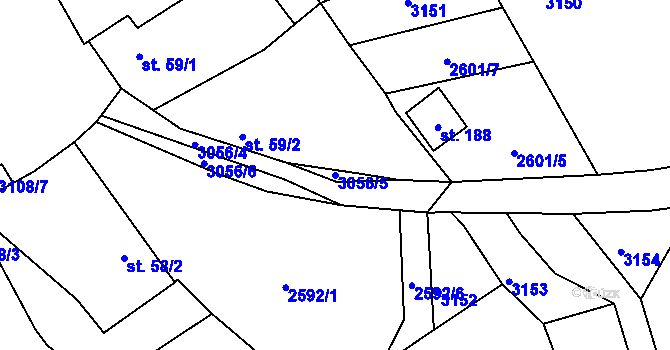 Parcela st. 3056/5 v KÚ Poněšice, Katastrální mapa