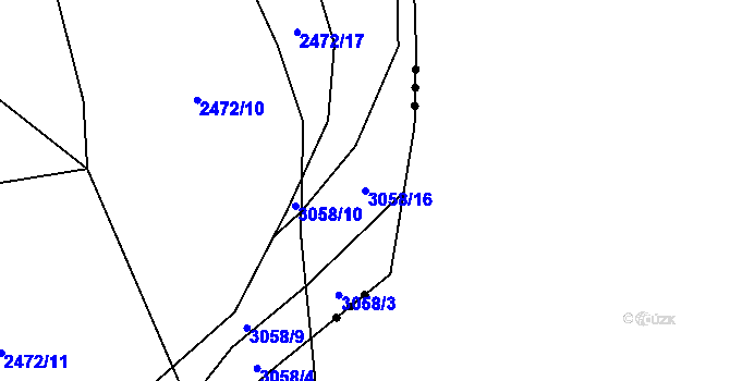 Parcela st. 3058/16 v KÚ Poněšice, Katastrální mapa