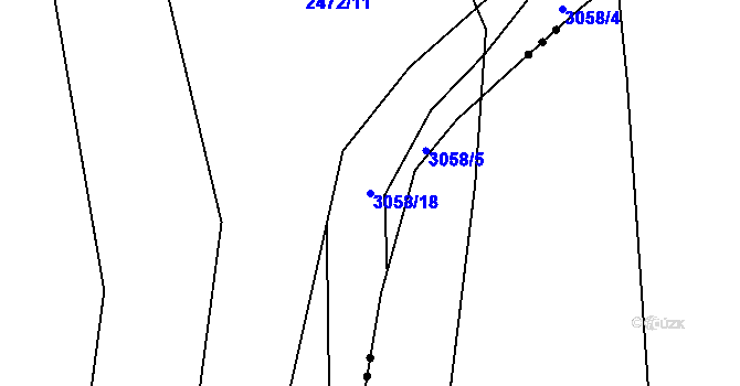 Parcela st. 3058/18 v KÚ Poněšice, Katastrální mapa