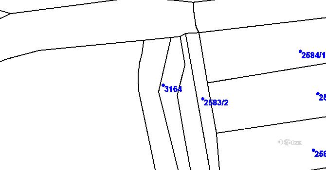 Parcela st. 3164 v KÚ Poněšice, Katastrální mapa