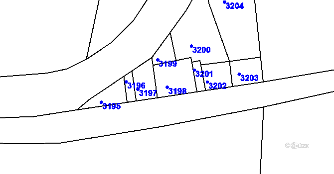Parcela st. 3198 v KÚ Poněšice, Katastrální mapa