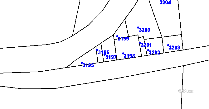 Parcela st. 3197 v KÚ Poněšice, Katastrální mapa