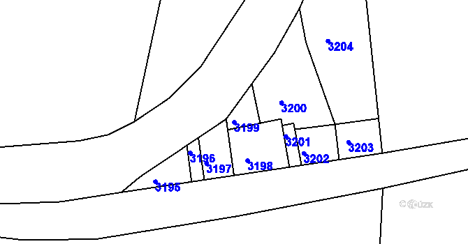 Parcela st. 3199 v KÚ Poněšice, Katastrální mapa