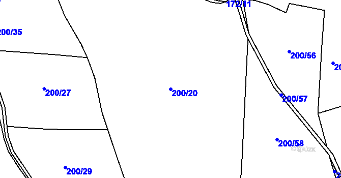 Parcela st. 200/20 v KÚ Kostelec u Stříbra, Katastrální mapa