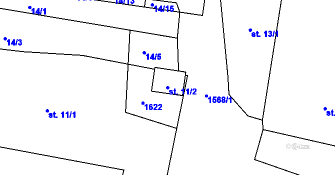 Parcela st. 11/2 v KÚ Lšelín, Katastrální mapa