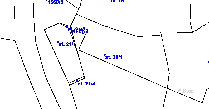 Parcela st. 20/1 v KÚ Lšelín, Katastrální mapa