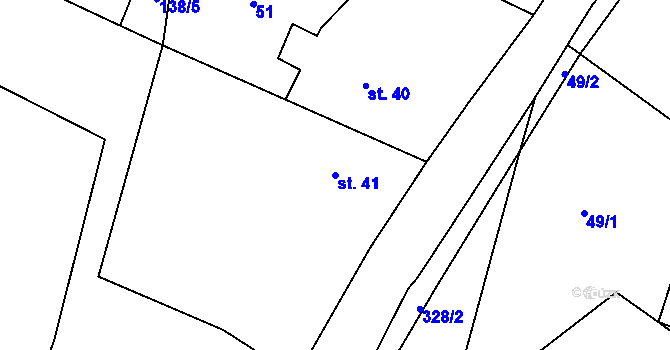 Parcela st. 41 v KÚ Lšelín, Katastrální mapa