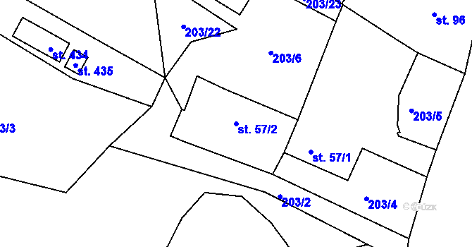 Parcela st. 57/2 v KÚ Kostelec u Jihlavy, Katastrální mapa