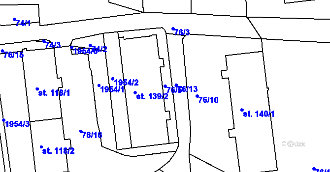 Parcela st. 76/5 v KÚ Kostelec u Jihlavy, Katastrální mapa
