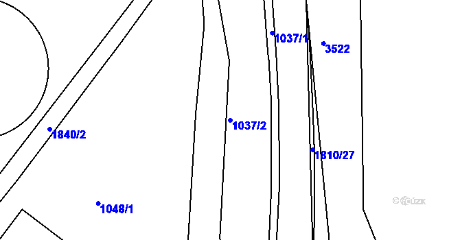 Parcela st. 1037/2 v KÚ Kostelec u Jihlavy, Katastrální mapa