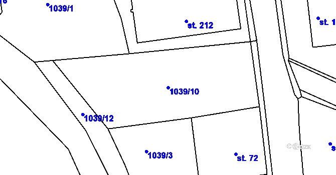 Parcela st. 1039/10 v KÚ Kostelec u Jihlavy, Katastrální mapa