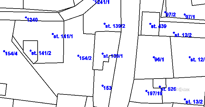 Parcela st. 139/1 v KÚ Kostelec u Zlína, Katastrální mapa