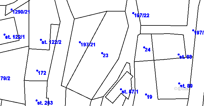 Parcela st. 23 v KÚ Kostelec u Zlína, Katastrální mapa