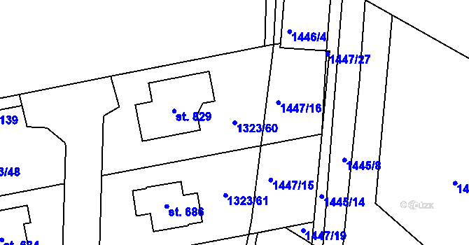 Parcela st. 1323/60 v KÚ Kostelec u Zlína, Katastrální mapa