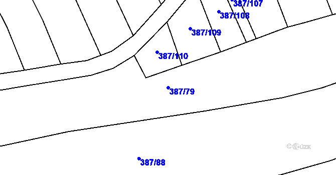 Parcela st. 387/79 v KÚ Kostelec u Zlína, Katastrální mapa