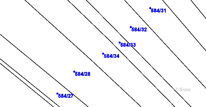 Parcela st. 584/34 v KÚ Kostelec u Zlína, Katastrální mapa