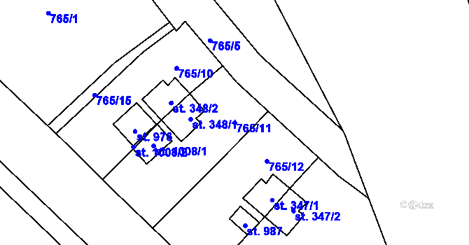 Parcela st. 765/11 v KÚ Kostelec u Zlína, Katastrální mapa