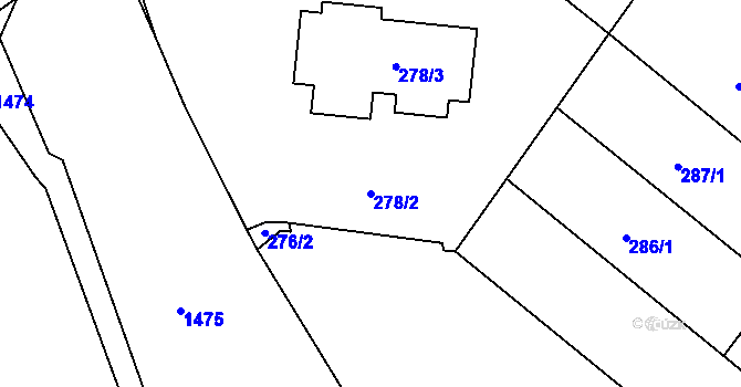 Parcela st. 278/2 v KÚ Štípa, Katastrální mapa