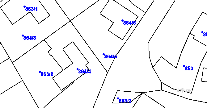 Parcela st. 864/5 v KÚ Štípa, Katastrální mapa