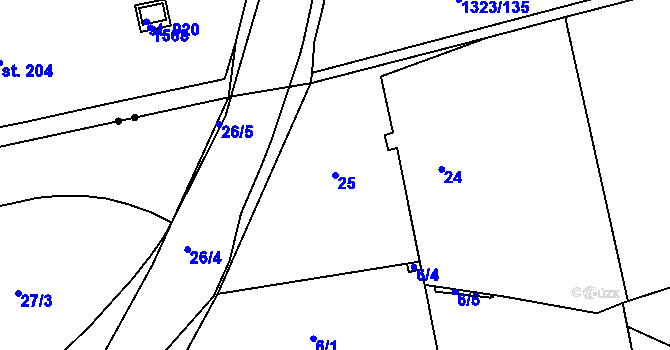 Parcela st. 25 v KÚ Štípa, Katastrální mapa